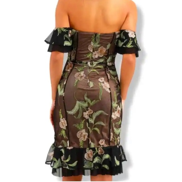 RYSE The Label, Makayla Black Floral Embroidered Off-the-Shoulder Dress, Size XS - Picture 2 of 3